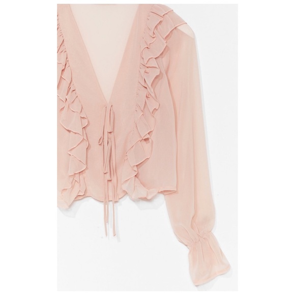 Nasty Gal Ruffle Chiffon Tie Front Blouse - Picture 2 of 15
